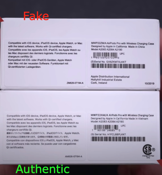 Как отличить подделку Apple AirPods Pro